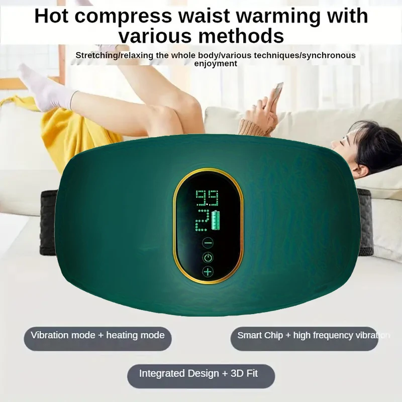 Abdominal Massager Fat Reducing Belt Vibration Massage Belt Fitness Equipment Household Abdominal Massager USB Rechargeable