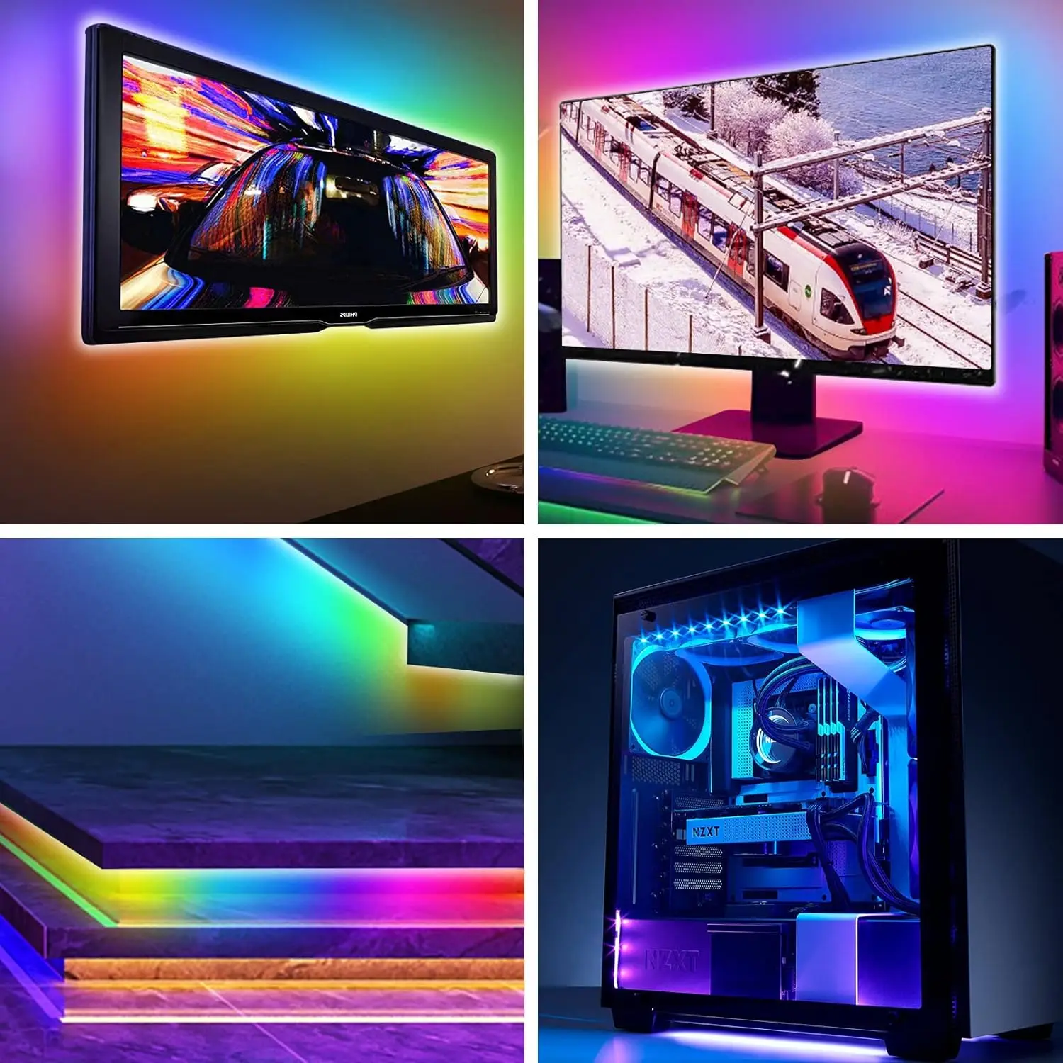 RGB LED strip light/TV light with remote control, music synchronization color variable and flexible, suitable for party home dec