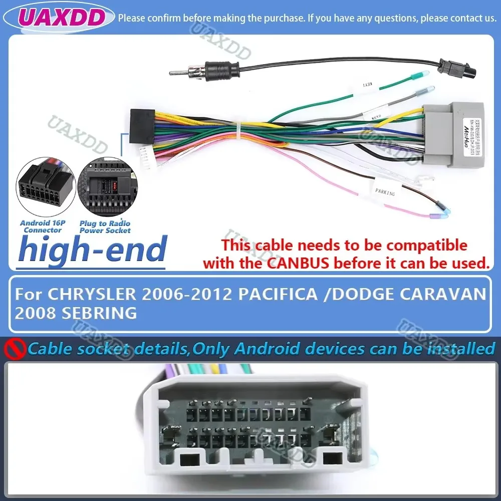 FOR CHRYSLER PACIFICA DODGE CARAVAN GRAND VOYAGER PT CRUISER SEBRING 300C 2 Din Car Android XP cable harness decoder canbus box