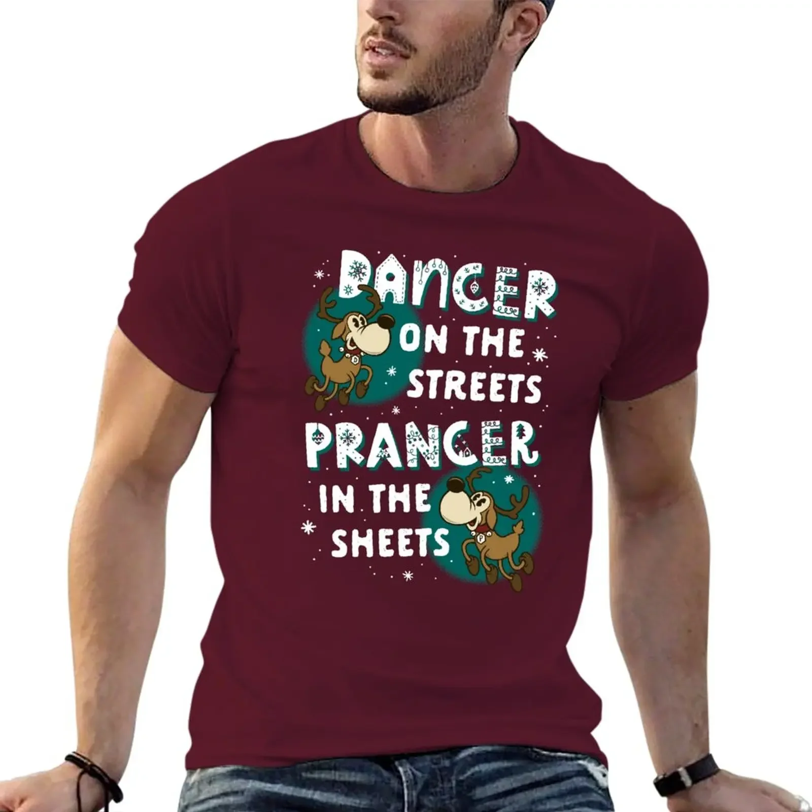 New Dancer On The Streets Prancer in the Sheets - Santas Reindeer T-Shirt customized t shirts Men's t-shirts