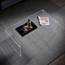 Modern Acrylic Side Table Transparent Square Coffee Table Nordic Stylish Accent Furniture for Small Space Living Room Corner