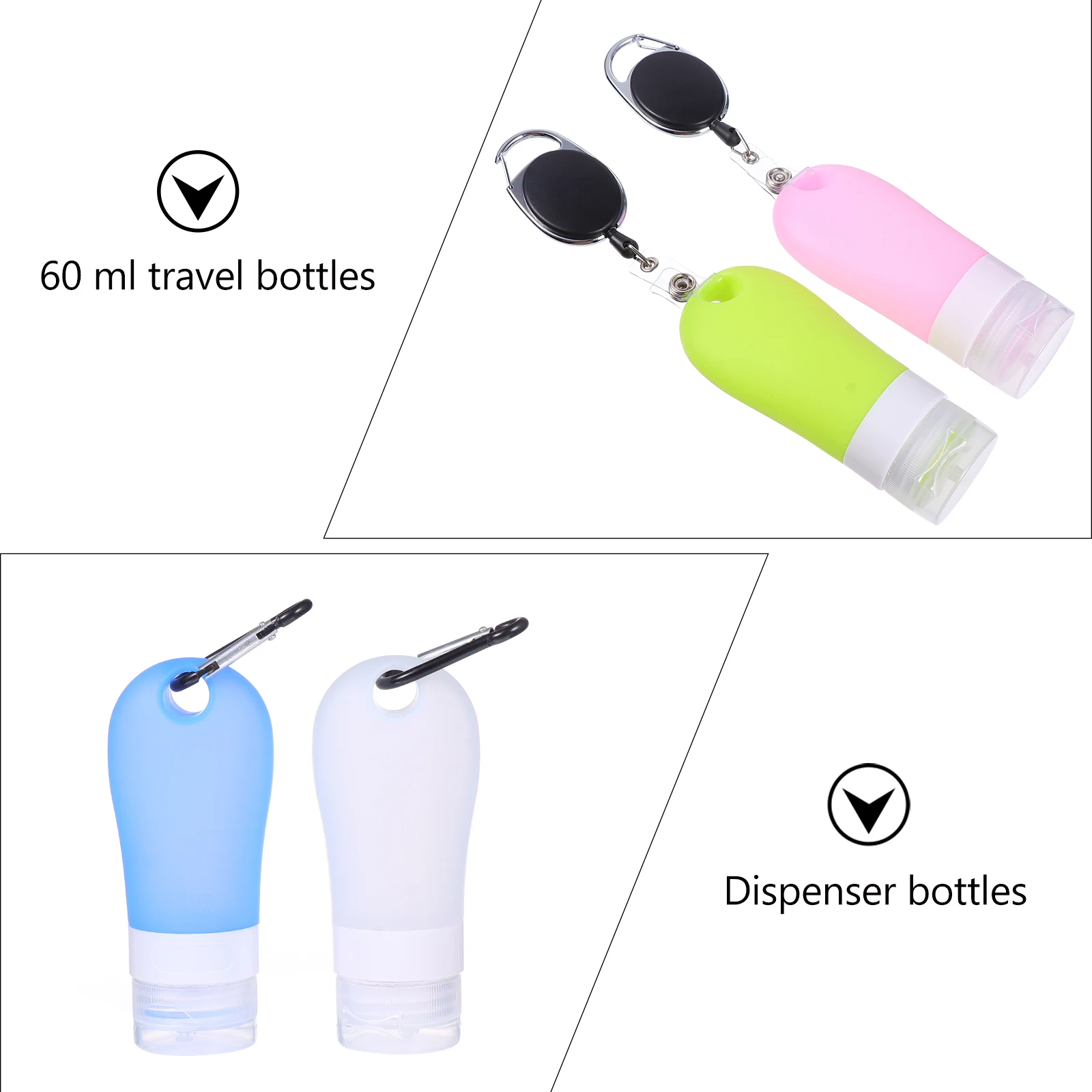 

4 pcs 60Ml Silicone Sub Bottles Leak-Proof Travel Containers Portable Dispenser Refillable For Shampoo Lotion Hand