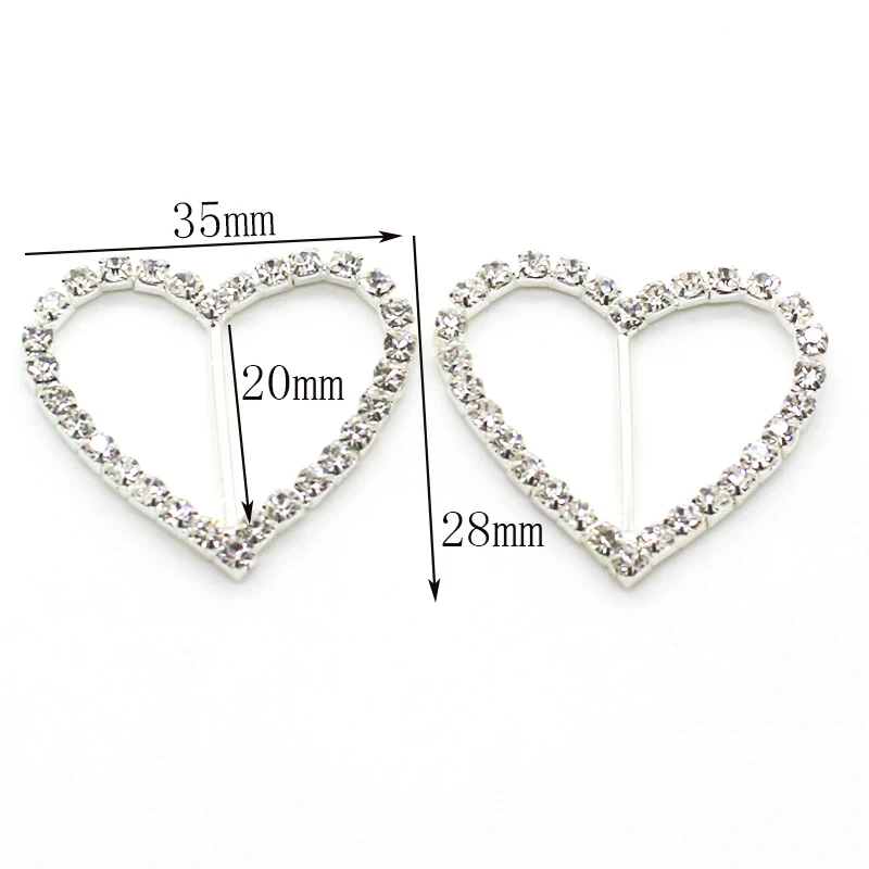 High Quality! 10 Pcs/Set Peach Heart Rhinestone Buckle Sewing Decoration Accessories DIY Hair Accessories, Ribbon Wholesale