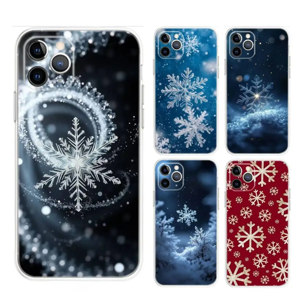 

Christmas Snowflakes White Phone Case For iPhone 17,16,15,14,13,12,Mini,11,Pro,Max,Plus,Air,X,XR,XS,8,SE,2020, Transparent Cover