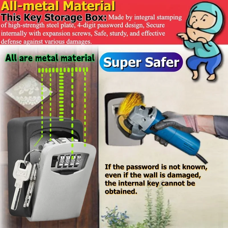 مفتاح حارس مفتاح اقفال الصناديق جميع المعادن 4 أرقام كلمة المرور مفتاح صندوق تخزين إدارة مكافحة سرقة الحائط مساحة كبيرة شحذ صندوق الأمان #2