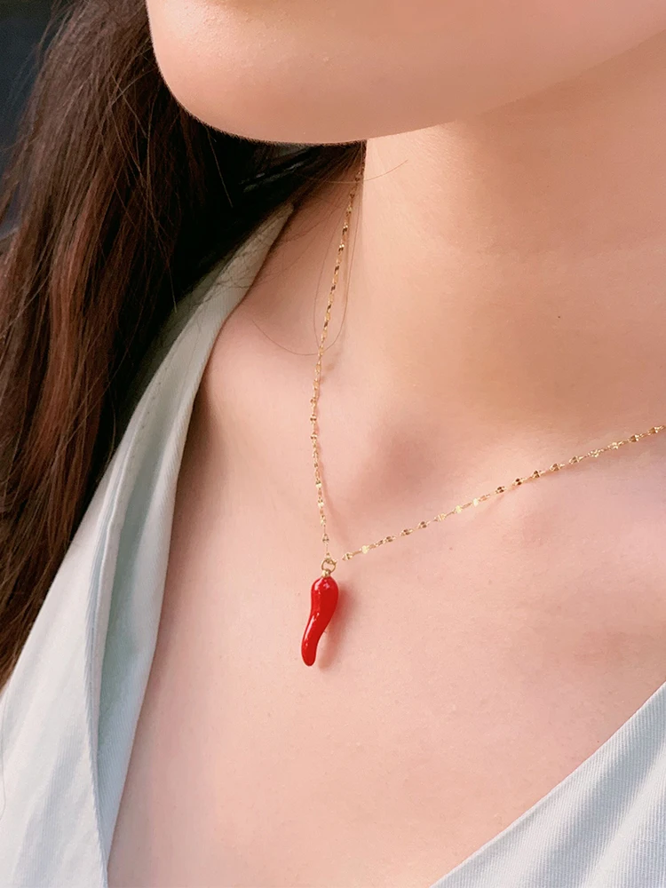 A red chili pepper personalized pendant necklace