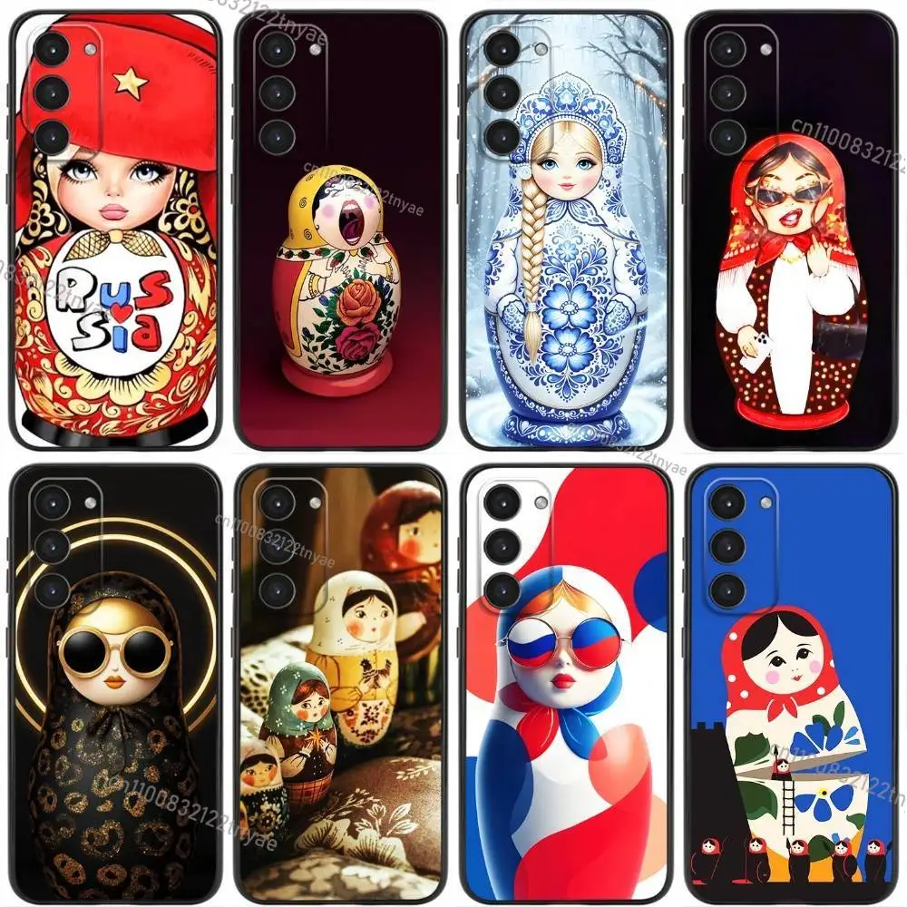 

Phone Case For Samsung Galaxy A20,21s,22,31,32,52,53,72,73,80,91 Russian Art Matryoshka Soft Liquid Silicone Black Cover