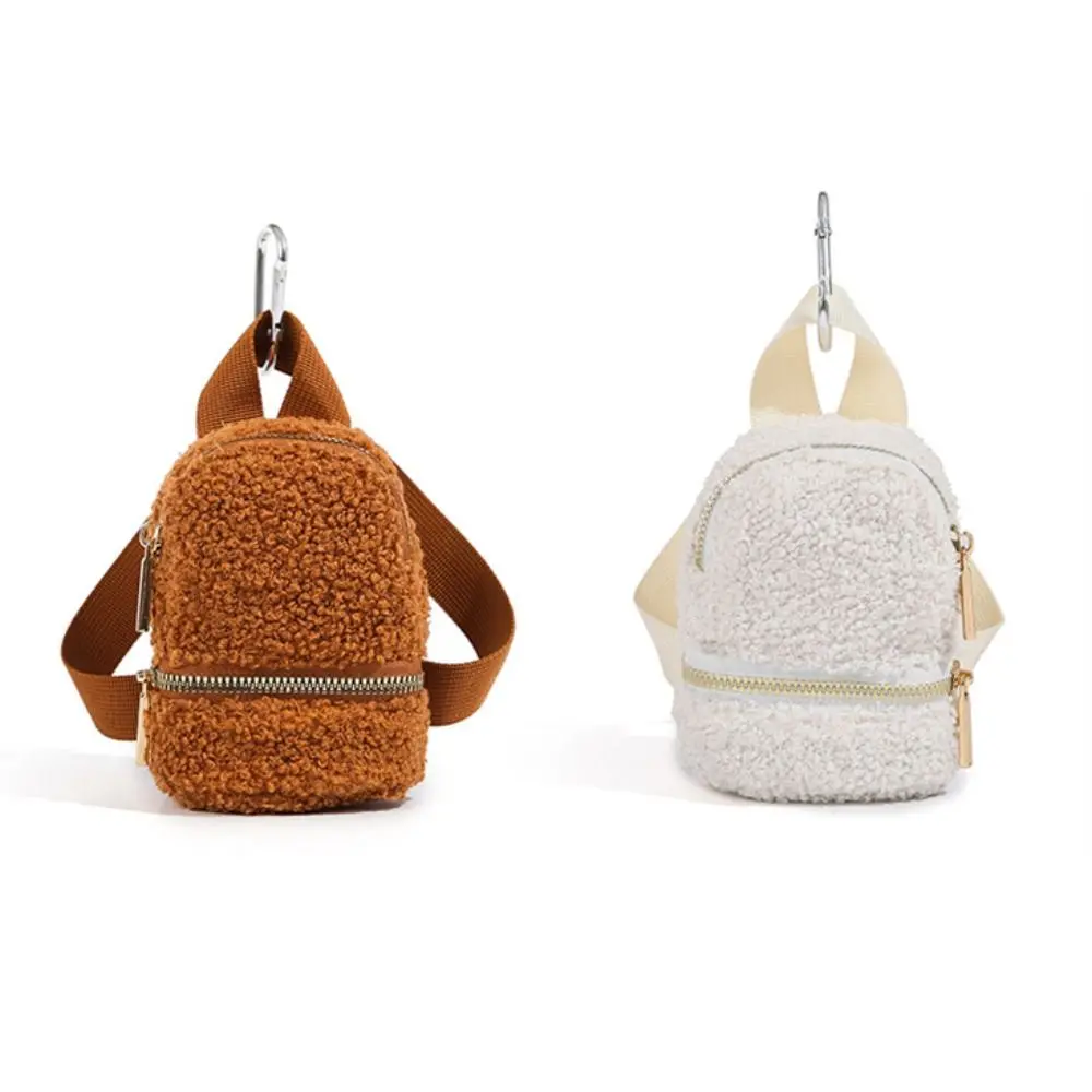 

Cute Wool Fleece Money Bag Small Large Capacity Coin Purse With Keychain Storage Bag