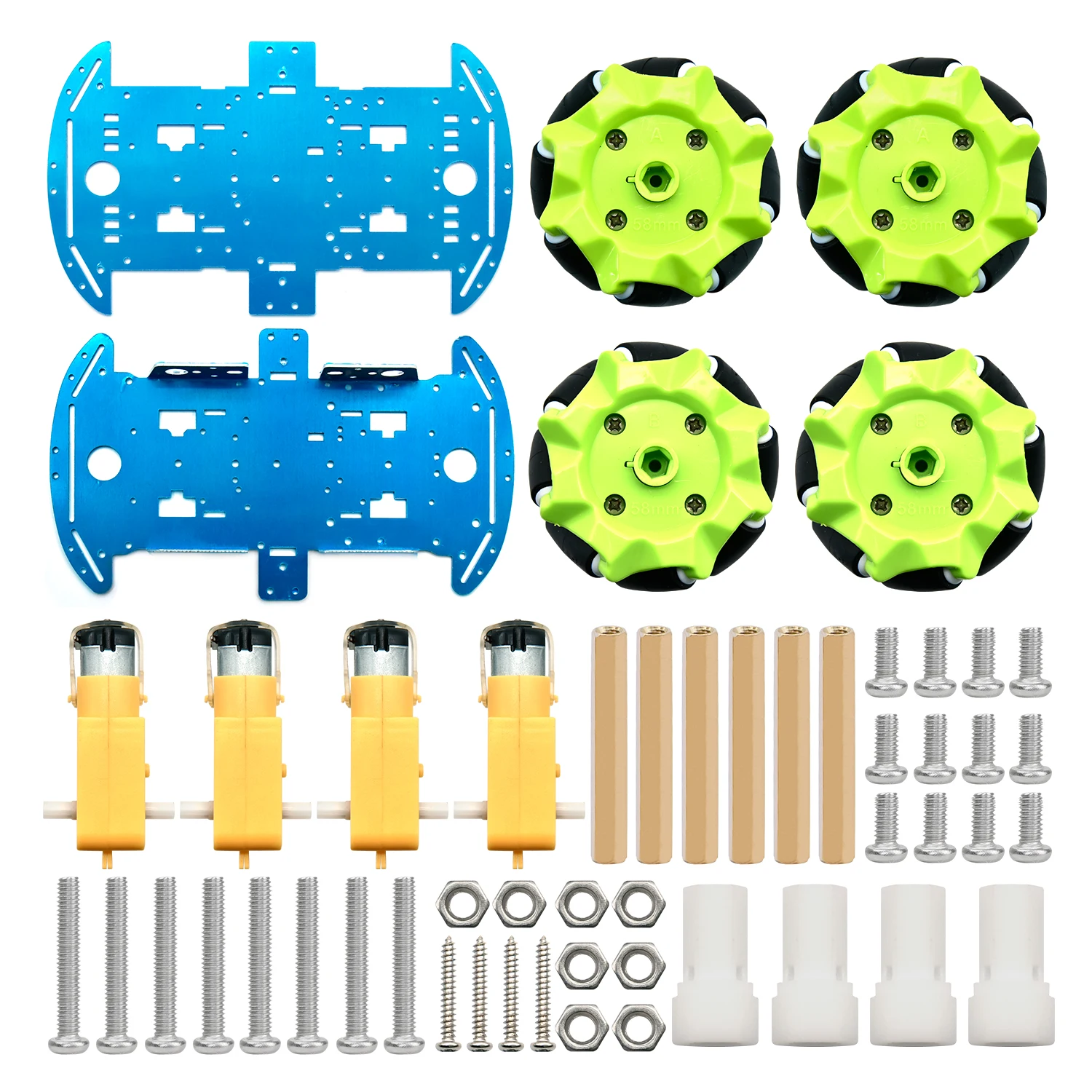 Zestaw aluminiowej podwozia robota z kółami Mecanum 4WD Keyestudio do Arduino Raspberry Pi DIY, silnik TT pojedynczy/podwójny
