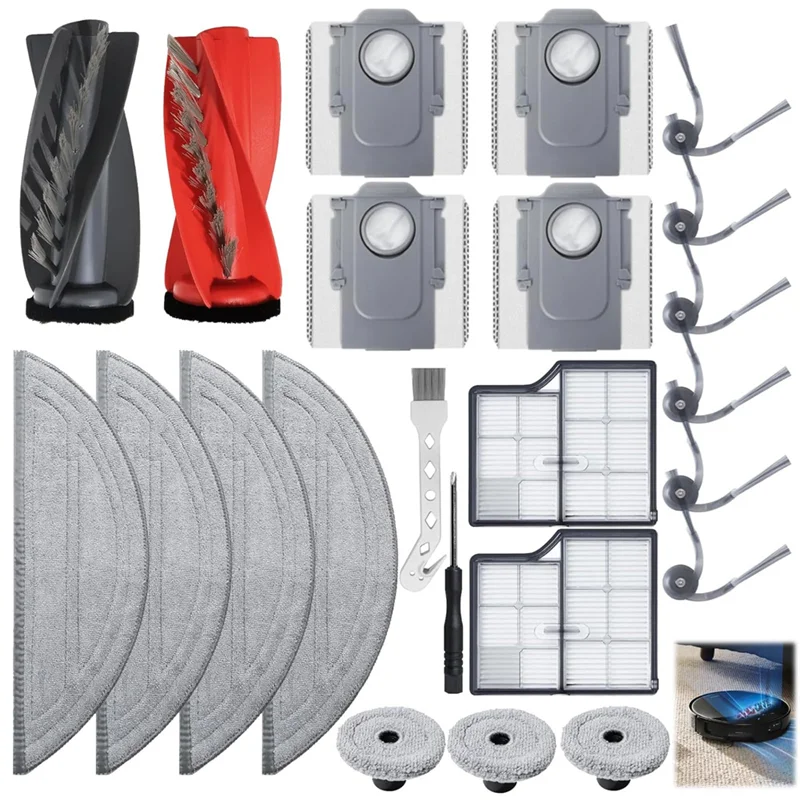 

A42F Replacement Accessories Kit For Roborock Saros 10, G30, S9 Maxv Ultra Vacuum Cleaners-Main Brush, Filter, Mop, Dust Bags
