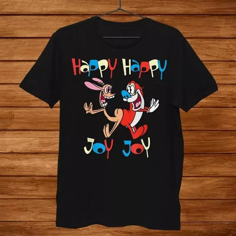 New Ren And Stimpy Happy Joy Dance Black Men All Size T Shirt