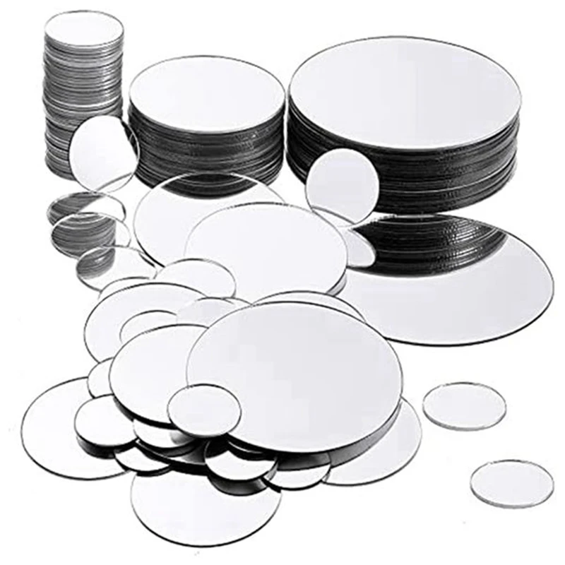 100 Pieces Mini Size Round Mirror Small Round Mirror Adhesive Mirror Round Craft Mirror Tiles For Crafts Durable Easy Install