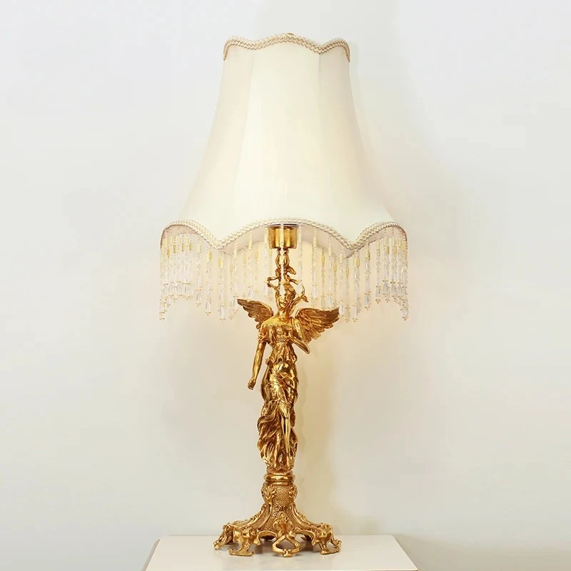 

Jewellerytop Baroque Vintage Angel Decorative Lighting American Style Antique Brass Lamps Luxury Table Lamp