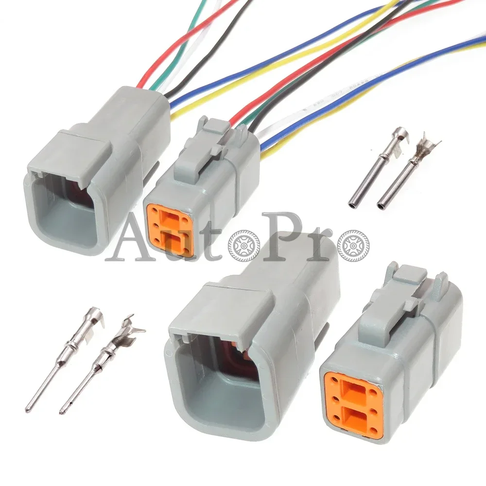 1 Set 6 Pin Excvavtor Wire Cable Plug ATM04-6P ATM06-6S AC Assembly Large Power Socket Car Waterproof Adapter DTM06-6S DTM04-6P