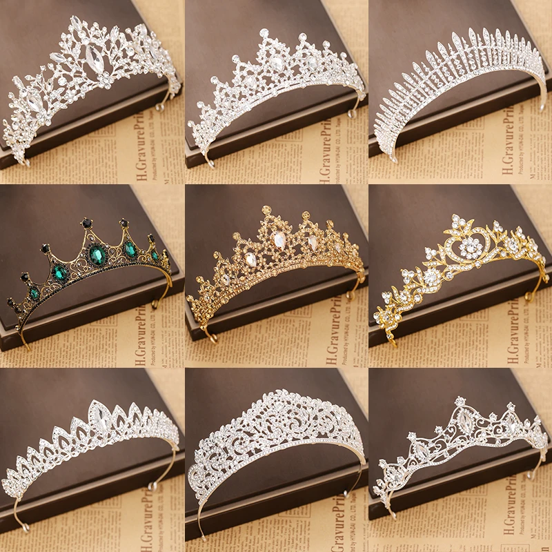 Trendy woman Crystal Crowns Tiara Wedding Hair Accessories Crown Bridal Tiaras And Crowns Hair Jewelry Wedding Hair Ornaments