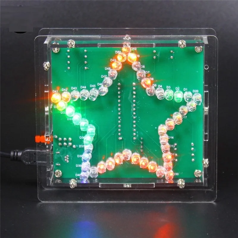 DIY 전자 키트 납땜 스위트, 다채로운 5 점 별 LED 깜박이 마키 조명 회로 기판 키트, 없음