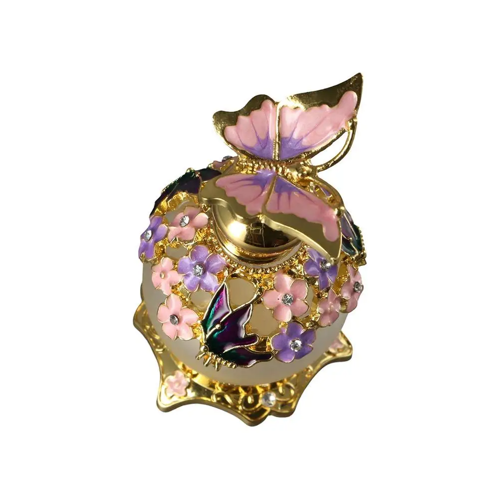 حاوية عطر معدنية مغطاة بالشرق الأوسط، زجاجة فراشة ذهبية، زجاجات فارغة قابلة لإعادة الملء، حاوية زيت عطري