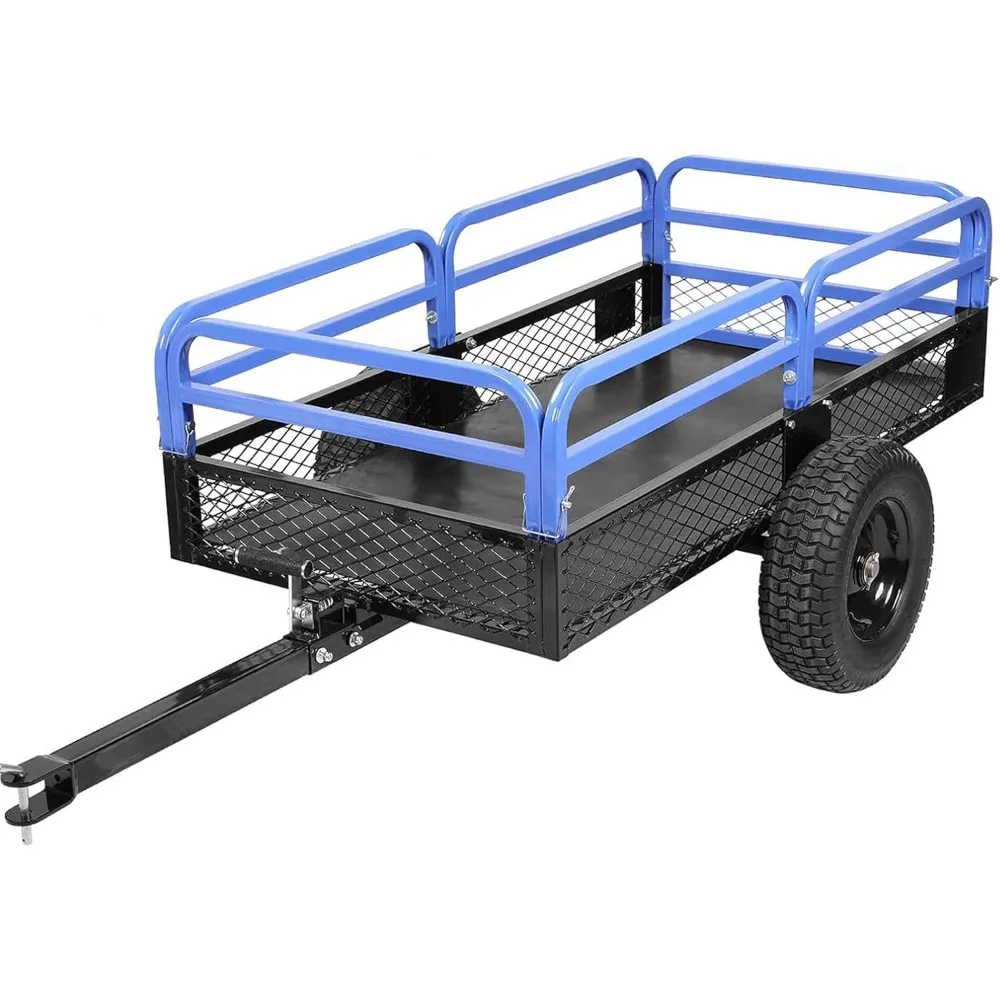 

Heavy Duty Steel ATV Dump Trailer, 1500-Pound Load Capacity, Tow Behind Dump Cart Garden Trailer, with Removable Sides and 2 Tir