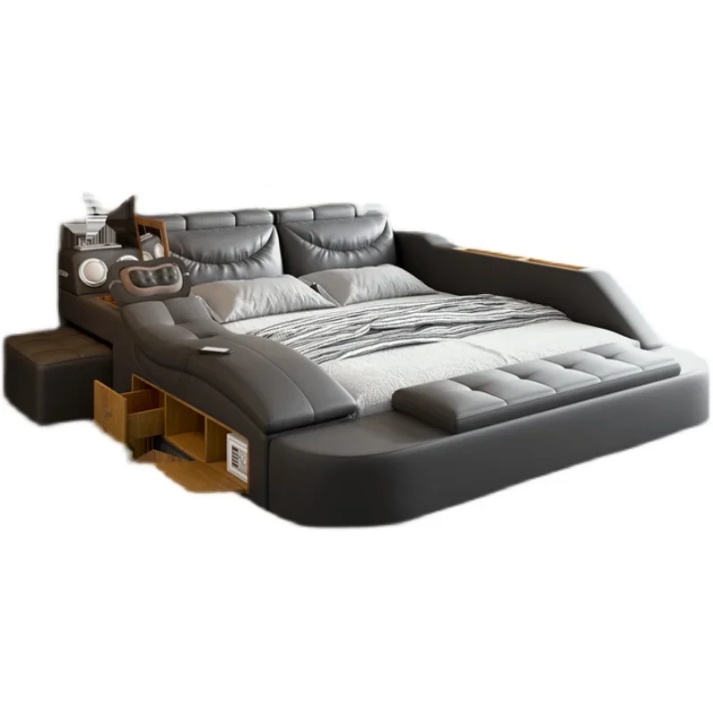 Premium Reliable Luxury Modern House Double Bed Frame Elegant Massager Queen Size Bed Adults Italian