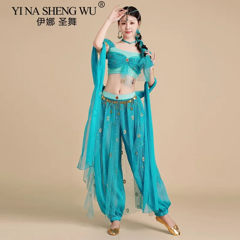 

Adult Festival Arabian Princess Belly dance Costume Set Women Indian Bollywood Dancing Halloween Jasmine Cosplay Princess Fancy