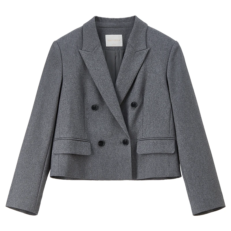 SENTUBILA Women's Business Blazer Autumn 2025 Commuter Interview Meeting Double-Breasted Short Office Tailored Coat 153XA2430