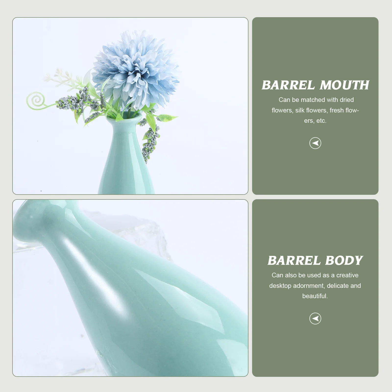 

Blue Ceramic Vase 25Cm Diameter Simple Small Flower Vase for Desk Window Sill Balcony Decorative Home Office Interior Decoration