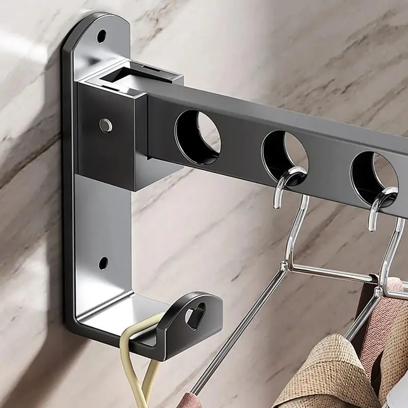 Wall Mounted Wall-Mounted Clothes Hanger New Closet Durable Couple Stainless steel Folding Retractable Hook Home