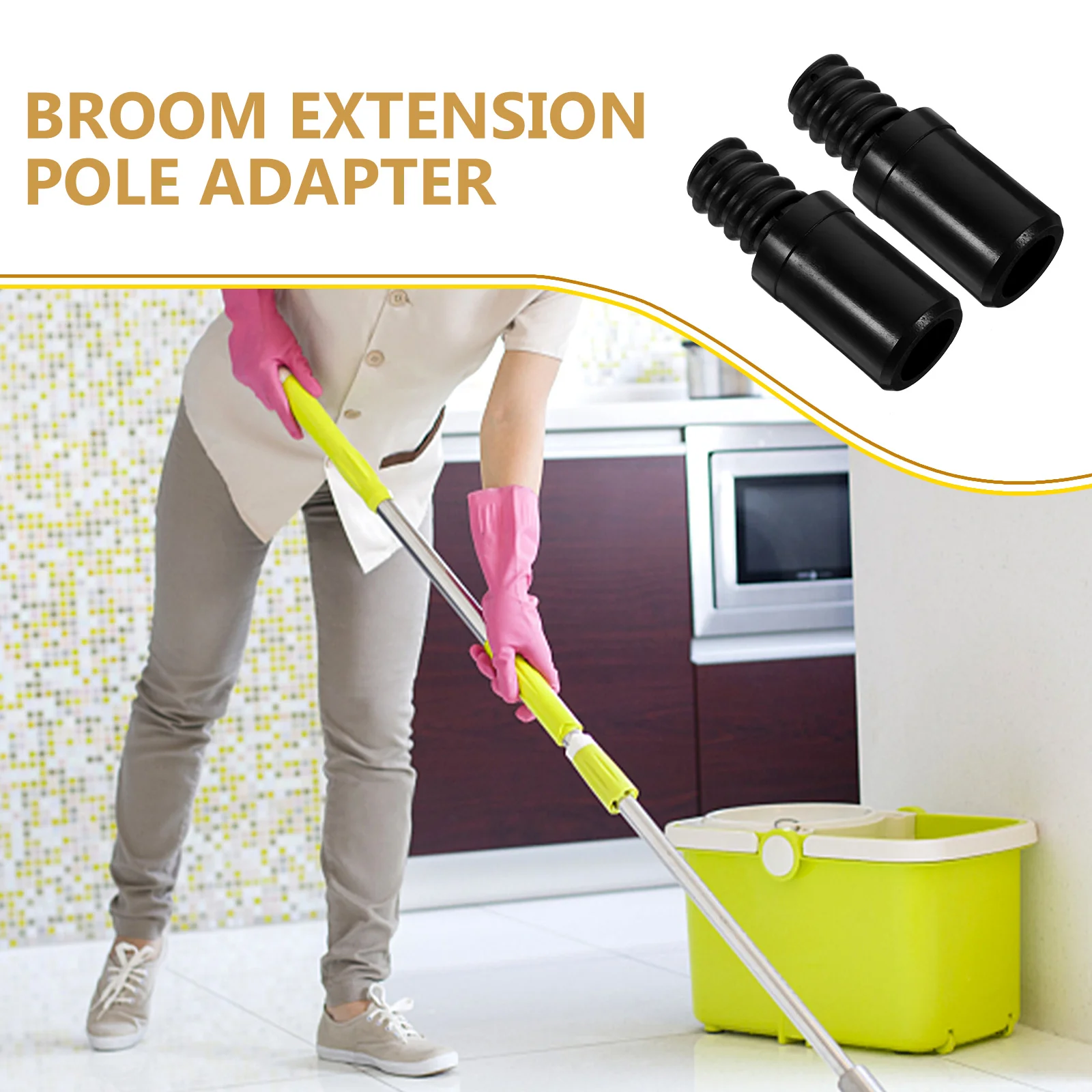 2 Pcs Mop Head Extension Pole Adapter Tip for Handle Tips Poles Connector Plastic Broom