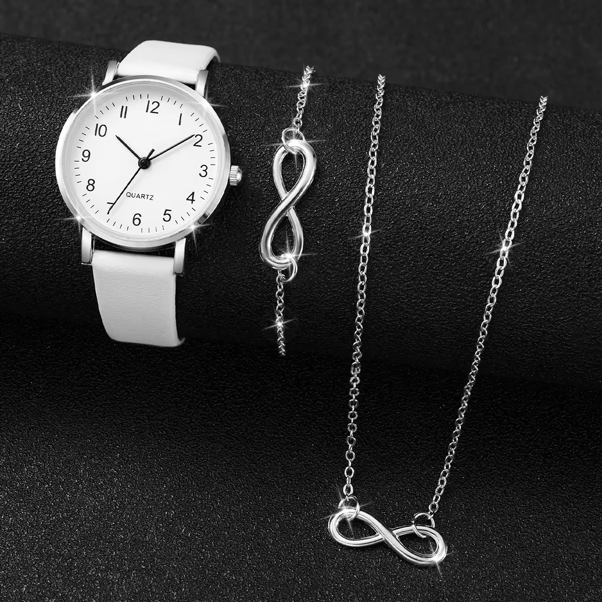 3-piece ladies' elegant and minimalist quartz watch and versatile accessory set for daily wear as gifts for friends and family