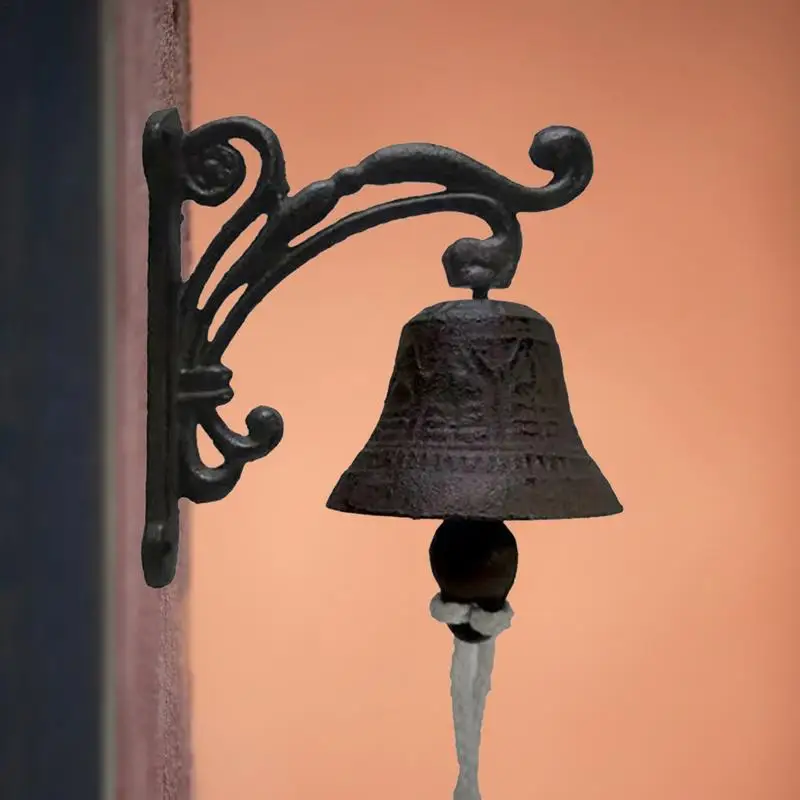 Retro Garden Rustic Bell Vintage Large Cast Iron Wall Mounted Metal Door Bell for Farm House Outside Decorative Accent Bells