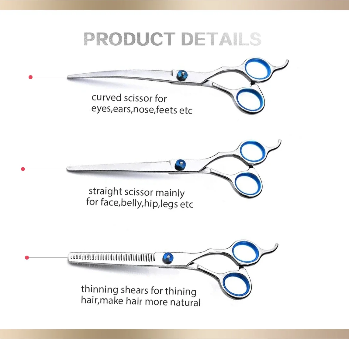 스테인레스 스틸 애완견 미용 가위, 세트 미용사 가위, 전문 동물 이발사 절단 도구, 6 인치