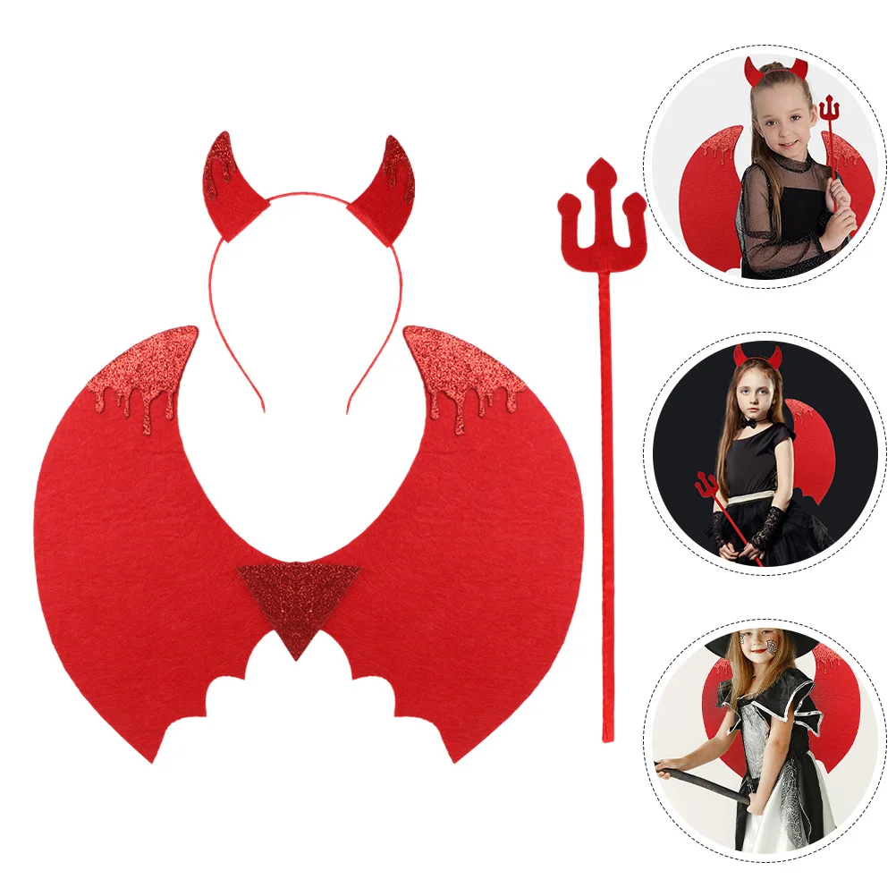 1 Juego de disfraz de diablo para niños, conjunto de Cosplay de diablo encantador, vestido de fiesta de Halloween, accesorios de Cosplay, disfraz de fiesta