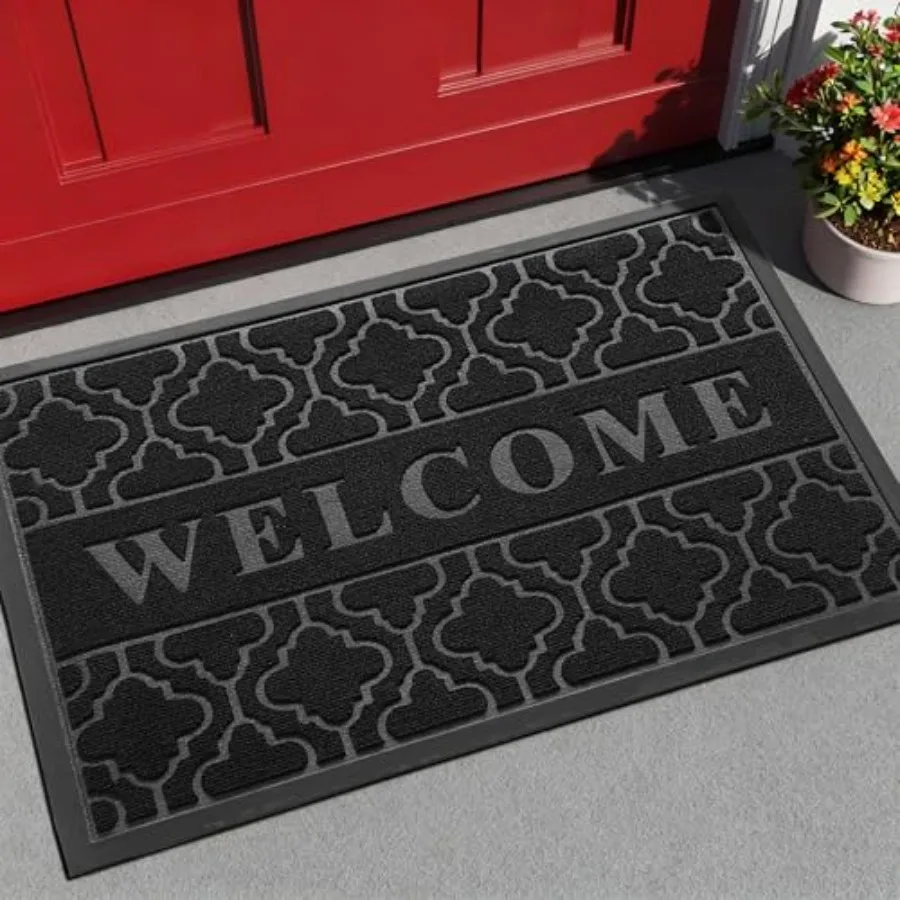 

Welcome Mat Outdoor door, All-Weather Waterproof Front Door Mat Outside Entrance, Non-Slip Low Profile Porch Patio Doormat