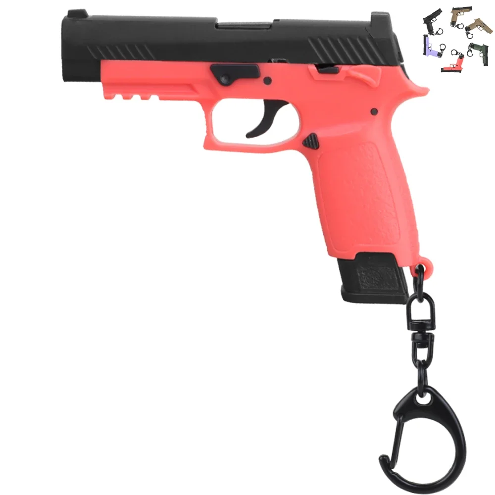 P320 1:4 Keychain Plastic Mini Pistol Gun Shape Weapon Key Ring Gift Decorations with Movable Lever and Magazin