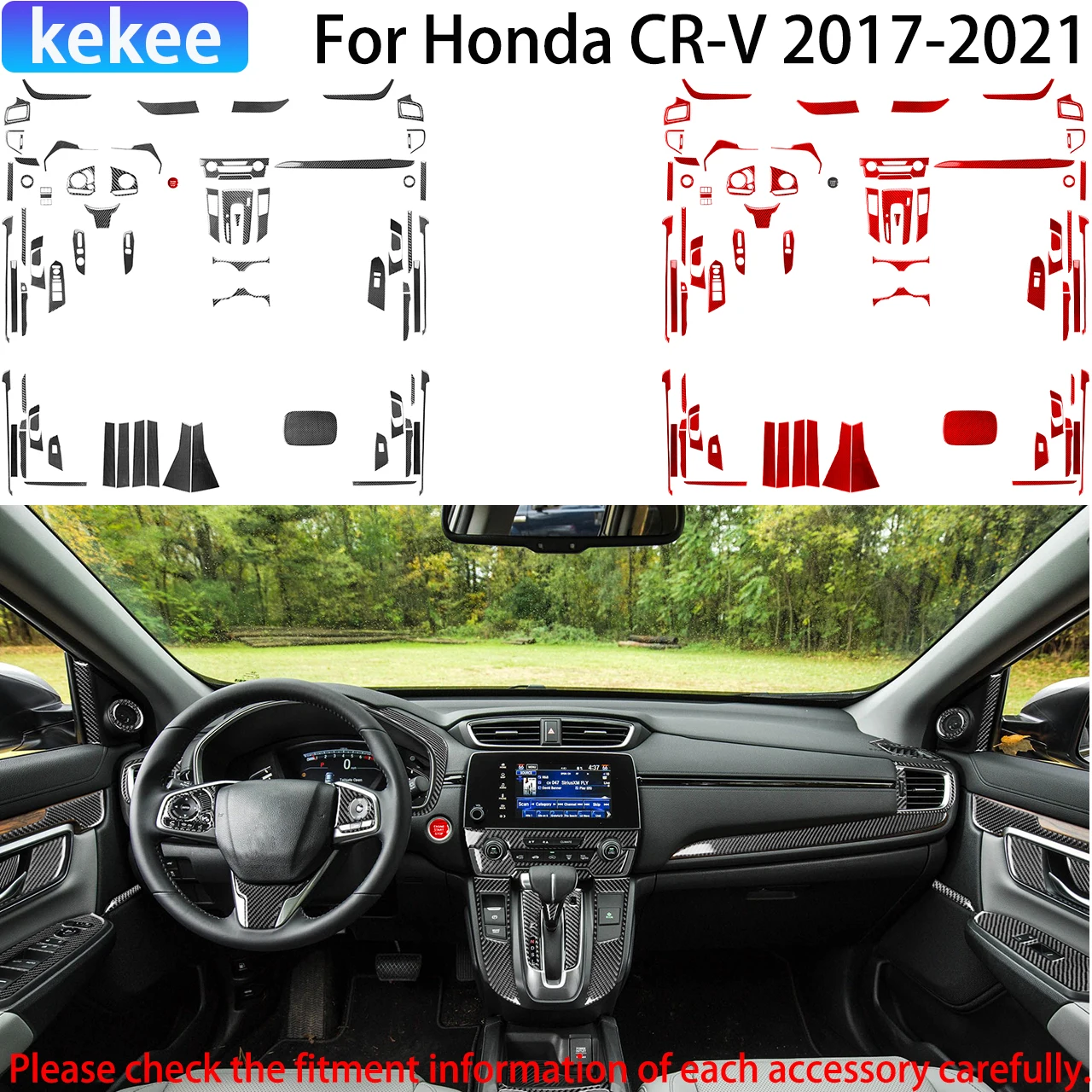 

For Honda CR-V CRV 2017-2021 Carbon Fiber Bumper Protector Center Console Gear Shift Interior Car Accessories Cover Sticker Trim