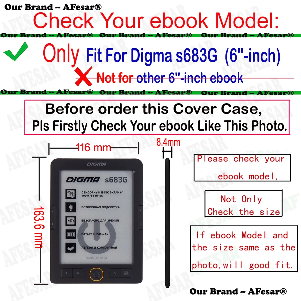 Ultra Thin New Style Leather Case For Digma S683g E-Ink Carta Ebook Reader Easy Folio Pocket Cover Protective Shell for S683