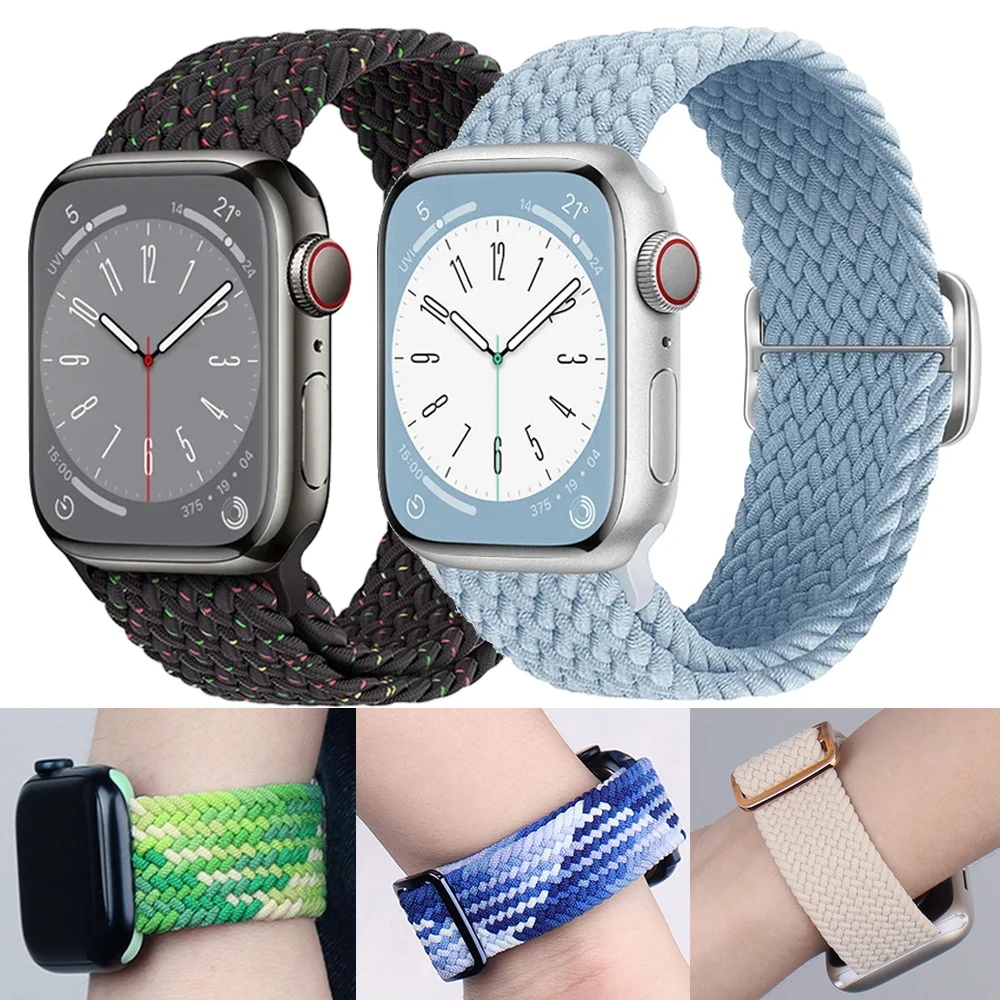 

Braided Solo Loop For Apple watch Ultra band 40mm 44mm 41mm 38mm 49mm 45mm Elastic Nylon bracelet iWatch series 9 8 7 3 se strap