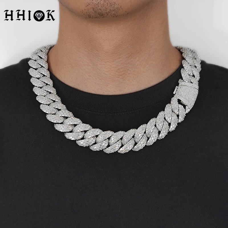 New Arrival Rapper's Hip Hop Jewelry 24mm  Iced Out baguette CZ Thick Cuban Link Chain Necklace Gift for Men Women