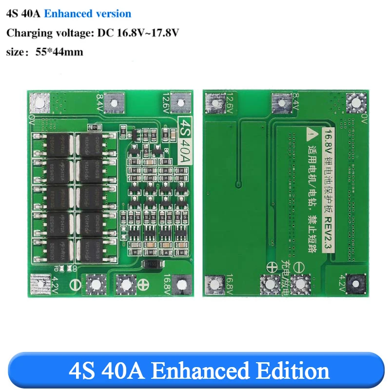 3S 4S 40A 60A Li-ion Lithium Battery Charger Protection Board 18650 BMS Drill Motor 11.1V 12.6V/14.8V 16.8V Enhance/Balance 25A