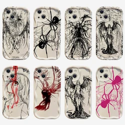 Luxury Black Angel Death Demon 3D Wave Case For OPPO A98 A94 A93 A92 A79 A78 A76 A60 A58 A57 A55 A38 A33 A17 2020 4G 5G Cover