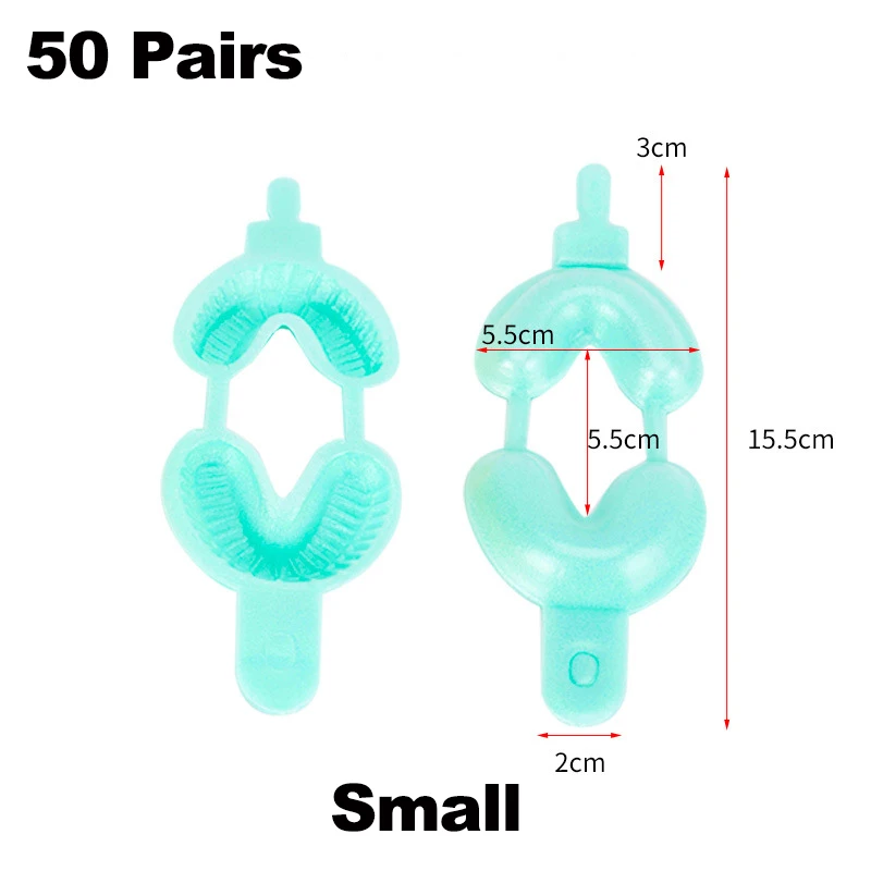 Bandeja descartável do arco duplo do flúor dental de 50 pares para materiais grandes/médianos/pequenos da clínica dental da espuma do gel