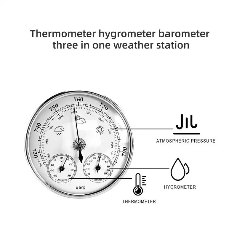 Wall Mounted Household Thermometer Hygrometer High Accuracy Pressure Gauge Air Weather Instrument Barometer