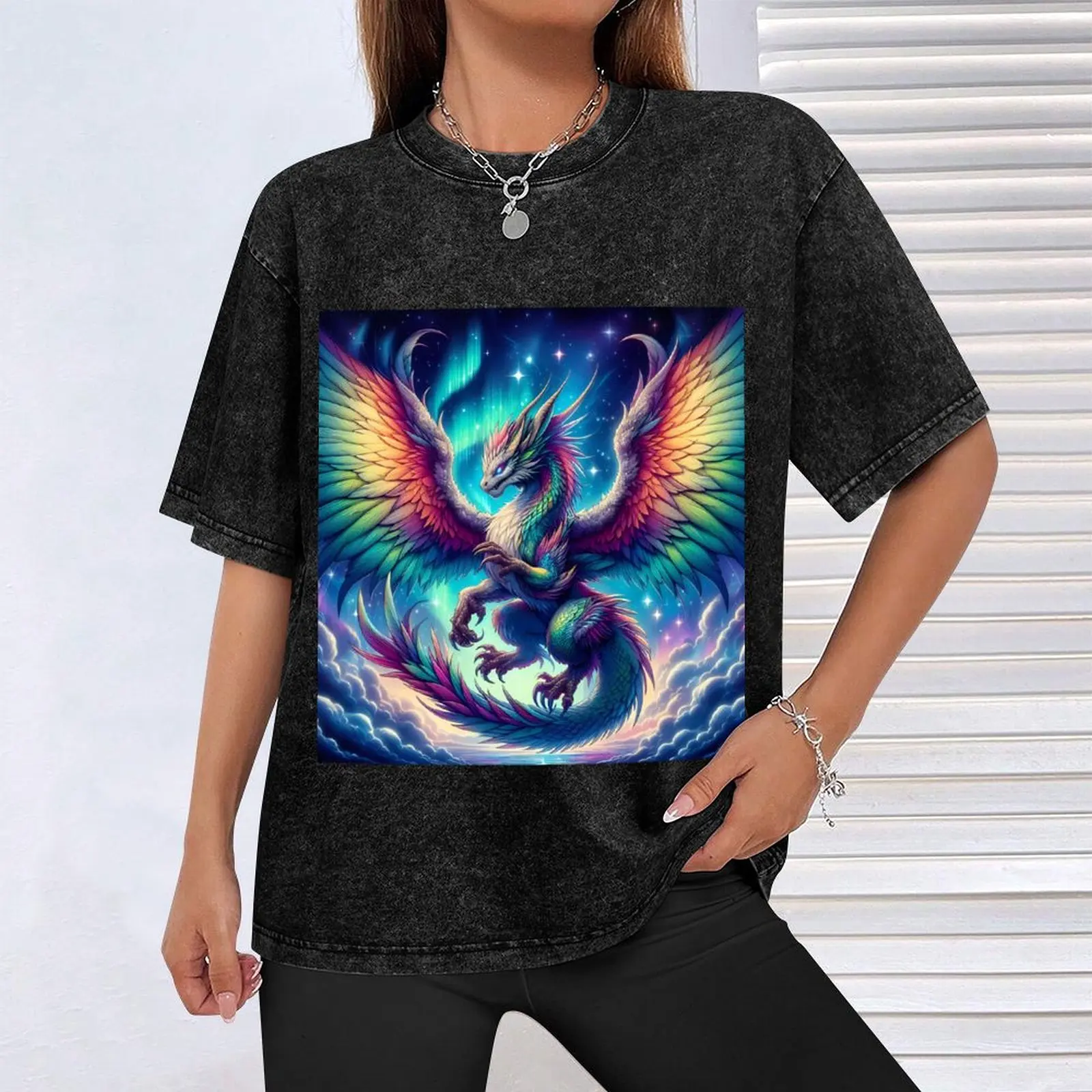 Majestätische kosmische Drachen T-Shirt übergroße Sommer Tops Grafik T-Shirts lustige T-Shirts für Männer