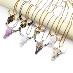 Multicolor Bull Head Shape Pendant Acrylic Bull Bone Amulet Vintage Charm Fashion Jewelry Accessories Decoration