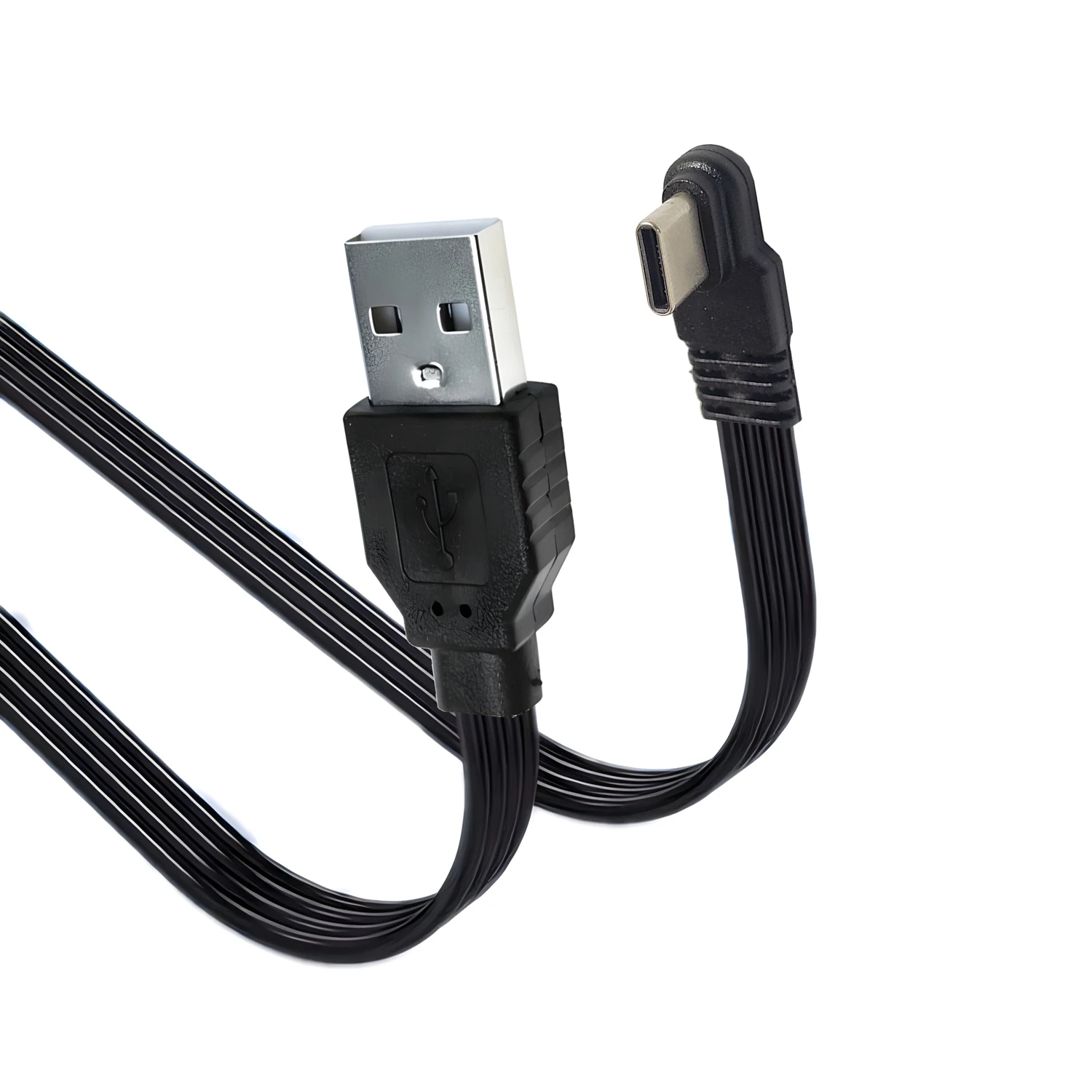 10CM-100CM double sided plug type c data cable Android super flat soft double elbow mobile game tpc c charger short line