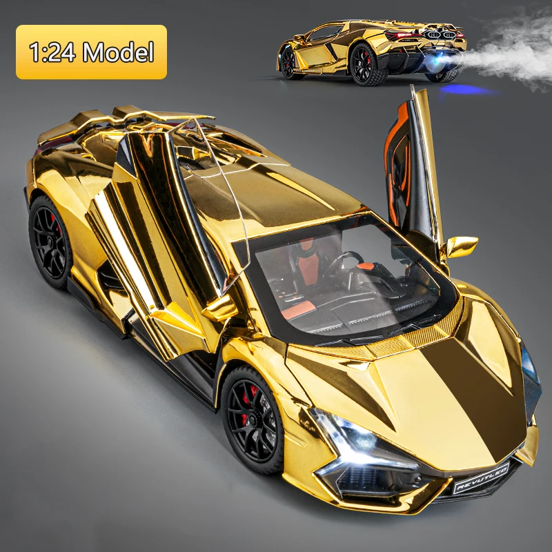 

Новый 1:24 имитация модели автомобиля из сплава Revuelto, звук и свет, игрушечный автомобиль с откатным механизмом, металлический спортивный автомобиль для мальчиков, коллекция украшений, подарок