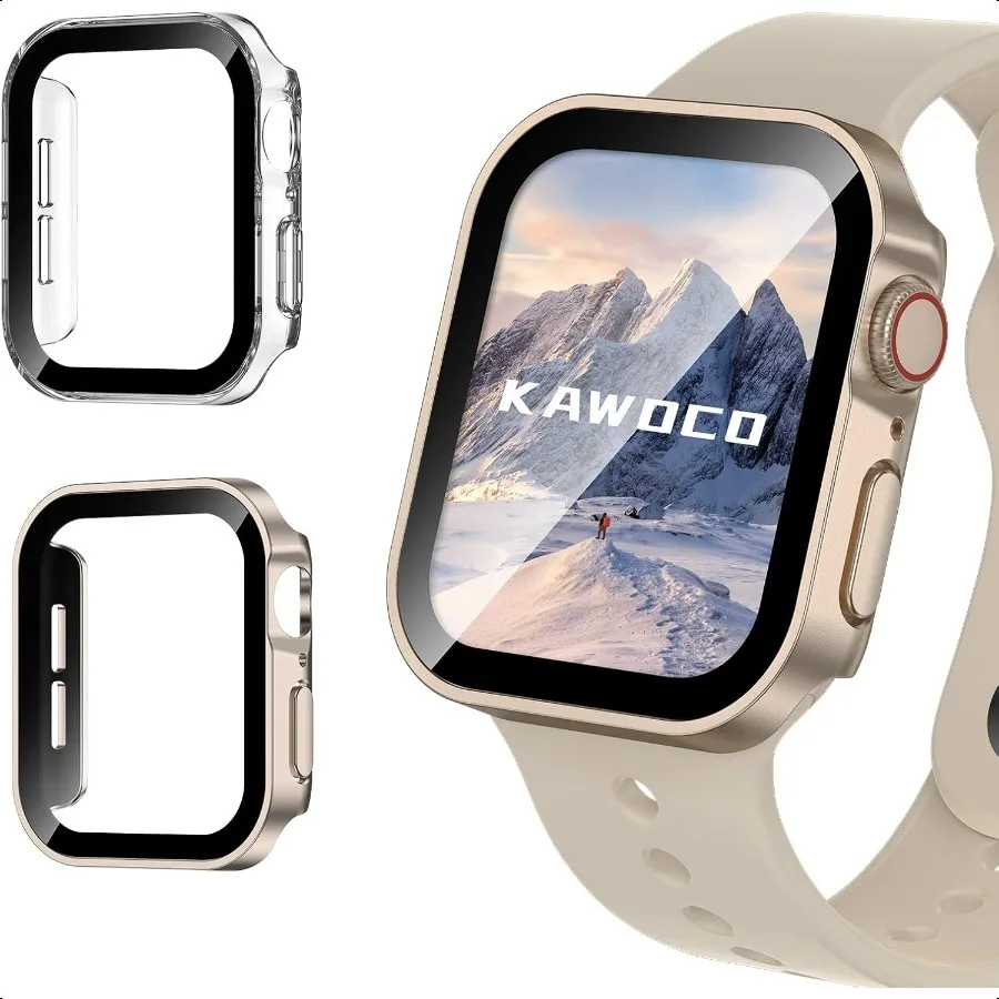 2 حزمة حافظة مقاومة للماء لسلسلة ساعات أبل SE 6 5 4 40 ملم حافة مستقيمة PC ممتص للصدمات مع واقي شاشة من الزجاج المقسى 360 Pr