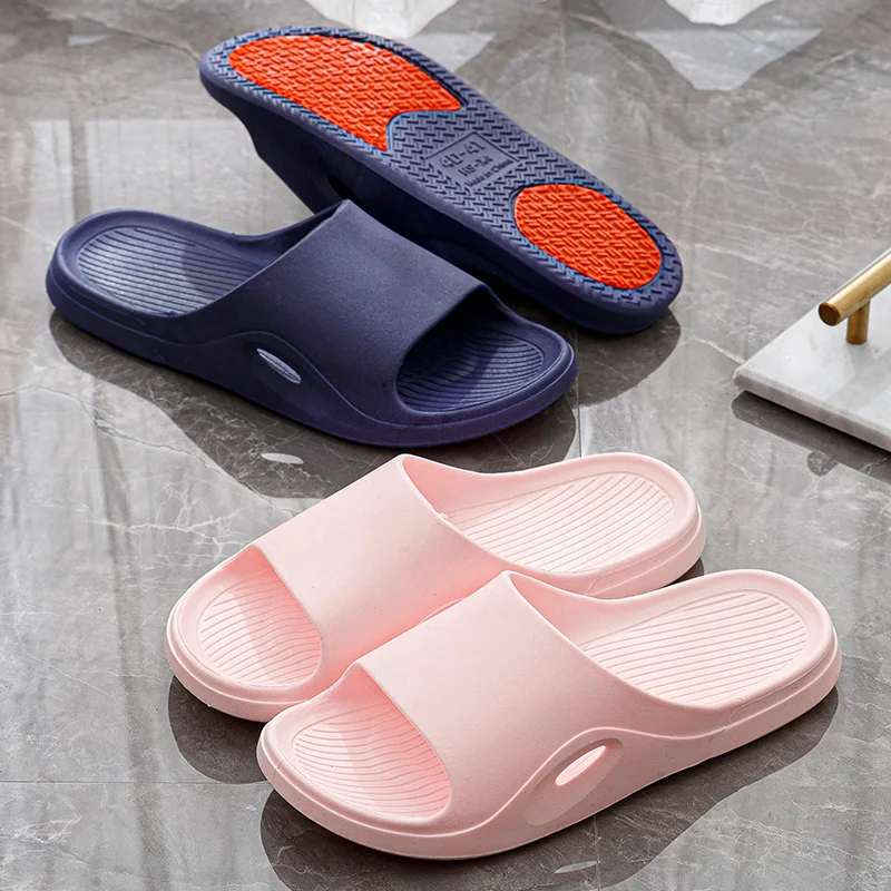 PVC Anti-Slip Home Slippers Sandals Simple Versatile for All Seasons Unisex Large Sizes Available for Bathroom Use