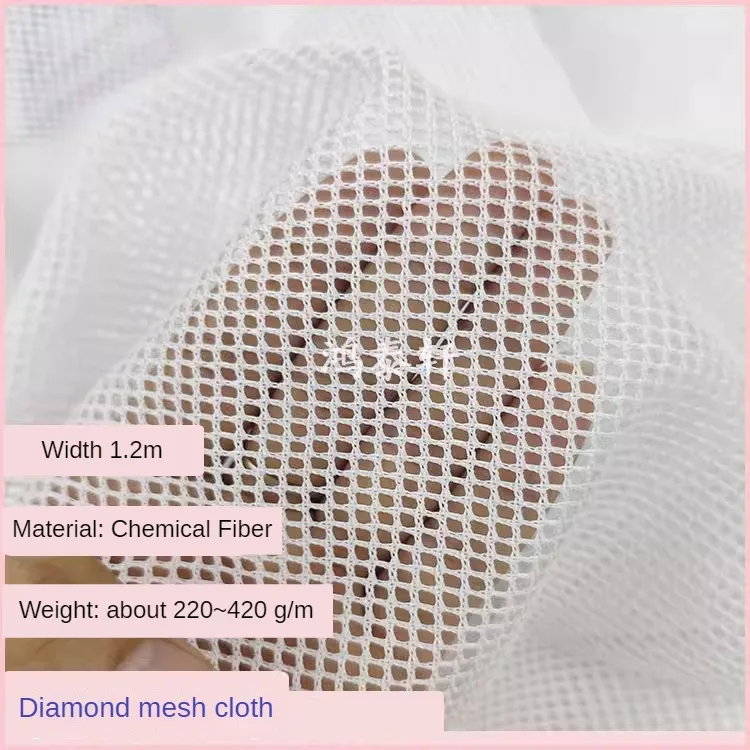 High Quality Diamond Pattern Mesh Fabric Black By Meter for Bags Fishing Net DIY Sewing Breathable Plain Textile Smooth Textured