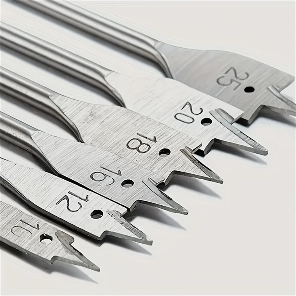 6pcs/set,Spade Drill Bit,10mm~25mm,Three Pointed Flat Drill Bit,Hex Shank,DIY Woodworking Drilling Tool,Wooden Board Hole Opener